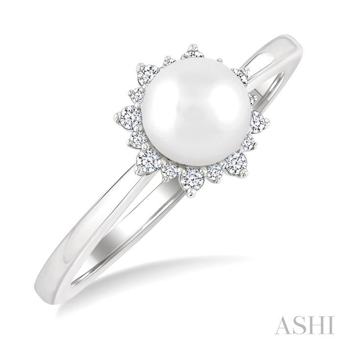 ASHI Pearl & Petite Halo Diamond Fashion Ring 559A8PPTSWPWG