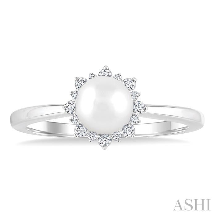 ASHI Pearl & Petite Halo Diamond Fashion Ring 559A8PPTSWPWG