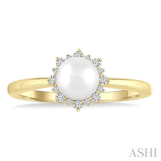 ASHI Pearl & Petite Halo Diamond Fashion Ring 559A8PPTSWPYG