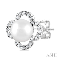 ASHI Clover Pearl & Petite Diamond Earrings 559B8PPTSERWPWG