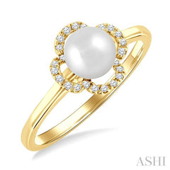 ASHI Clover Pearl & Petite Diamond Ring 559B8PPTSWPYG