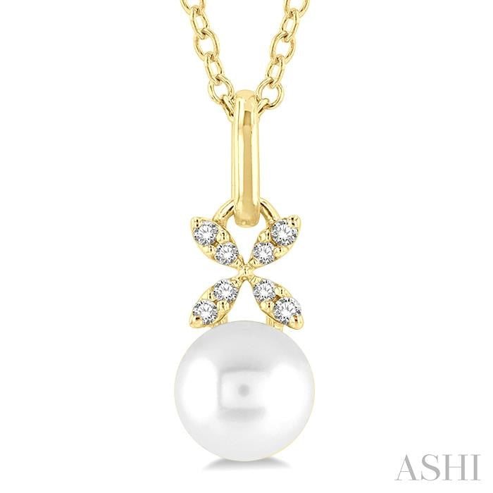 ASHI Pearl & Petite Diamond Fashion Pendant 560A9PPTSPDWPYG