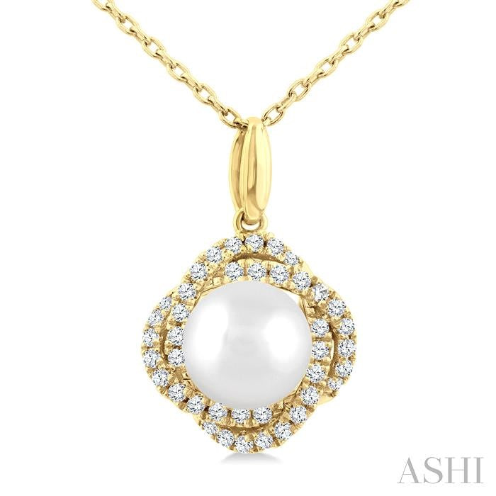 ASHI Pearl & Petite Diamond Fashion Pendant 560B8PPTSPDWPYG