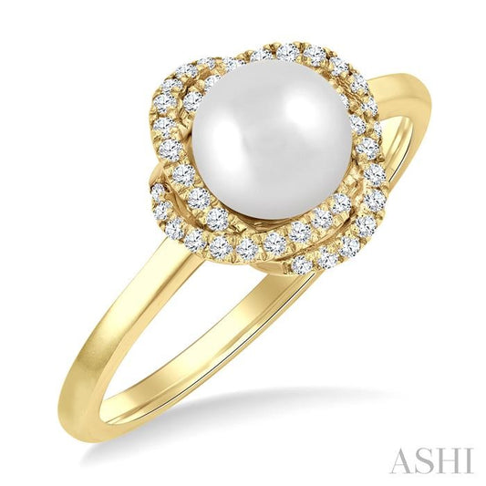 ASHI Pearl & Petite Diamond Fashion Ring 560B8PPTSWPYG