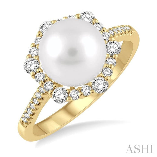 ASHI Pearl & Halo Diamond Fashion Ring 56175PPFGWPYG