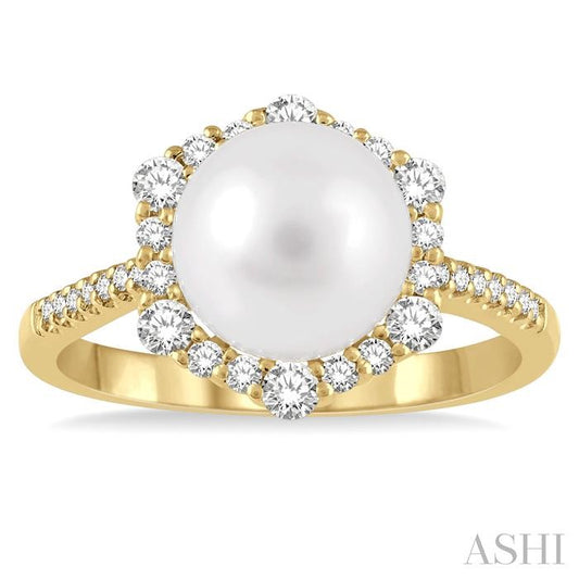 ASHI Pearl & Halo Diamond Fashion Ring 56175PPFGWPYG