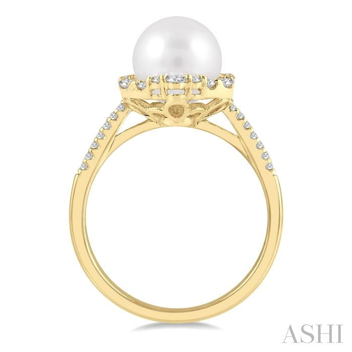 ASHI Pearl & Halo Diamond Fashion Ring 56175PPFGWPYG