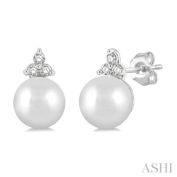 ASHI Pearl & Petite Diamond Fashion Earrings 561A9PPTSERWPWG