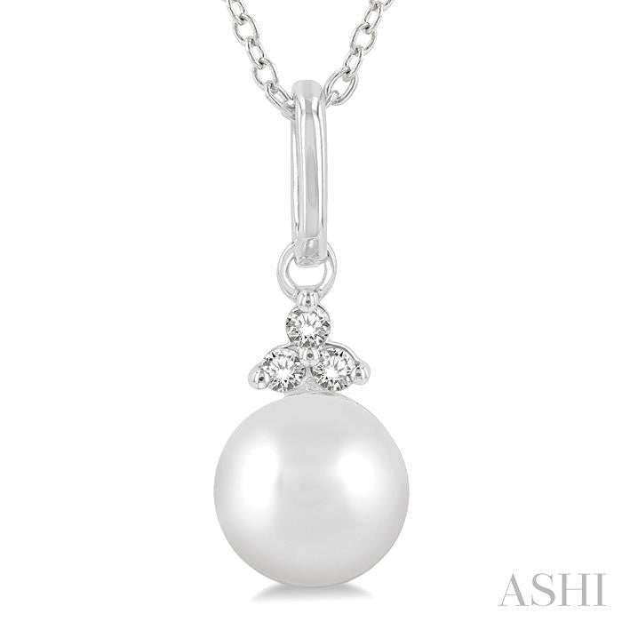 ASHI Pearl & Petite Diamond Fashion Pendant 561A9PPTSPDWPWG