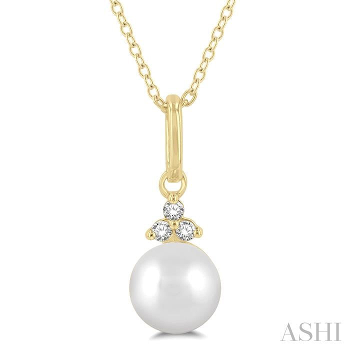 ASHI Pearl & Petite Diamond Fashion Pendant 561A9PPTSPDWPYG