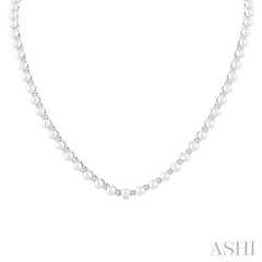 ASHI Pearl & Diamond Straightline Fashion Necklace 561B2PPFGNKWPWG
