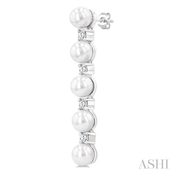 ASHI Pearl & Diamond Straightline Fashion Earrings 561B6PPFGERWPWG