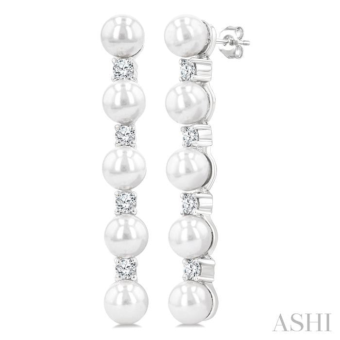 ASHI Pearl & Diamond Straightline Fashion Earrings 561B6PPFGERWPWG