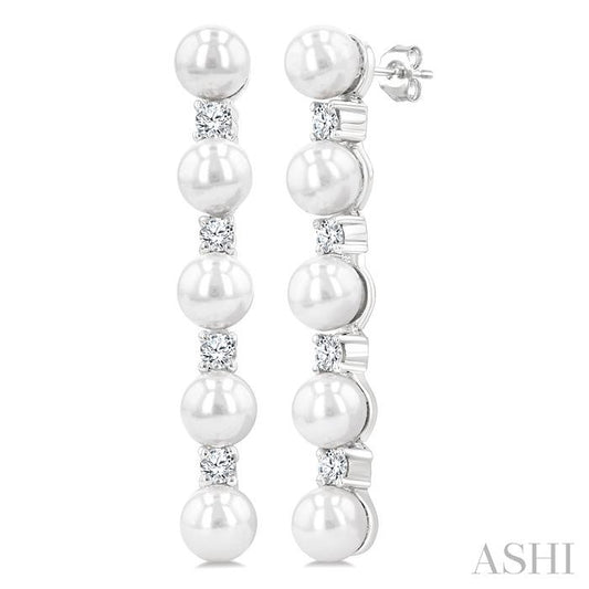 ASHI Pearl & Diamond Straightline Fashion Earrings 561B6PPFGERWPWG