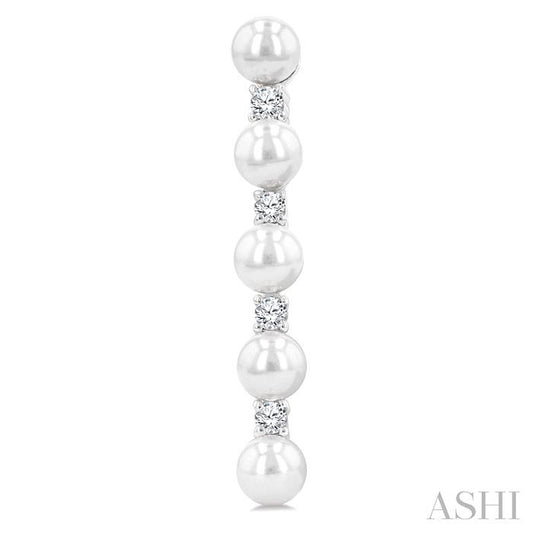 ASHI Pearl & Diamond Straightline Fashion Earrings 561B6PPFGERWPWG