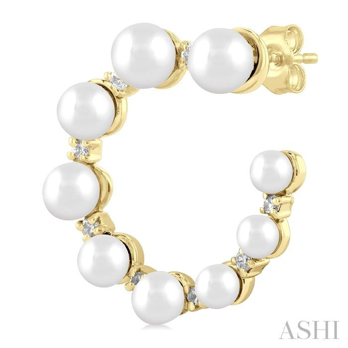 ASHI Graduated Pearl & Diamond Half Hoop Earrings 56297PPFGERWPYG