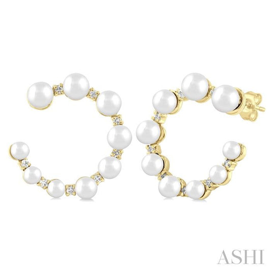 ASHI Graduated Pearl & Diamond Half Hoop Earrings 56297PPFGERWPYG