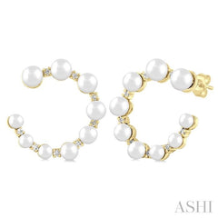 ASHI Graduated Pearl & Diamond Half Hoop Earrings 56297PPFGERWPYG