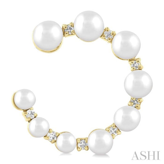 ASHI Graduated Pearl & Diamond Half Hoop Earrings 56297PPFGERWPYG