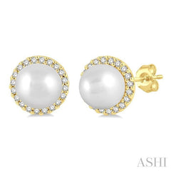 ASHI Pearl & Petite Halo Diamond Fashion Earrings 562A8PPTSERWPYG
