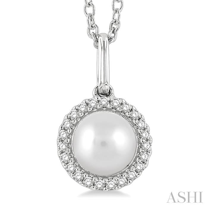 ASHI Pearl & Petite Halo Diamond Fashion Pendant 562A9PPTSPDWPWG