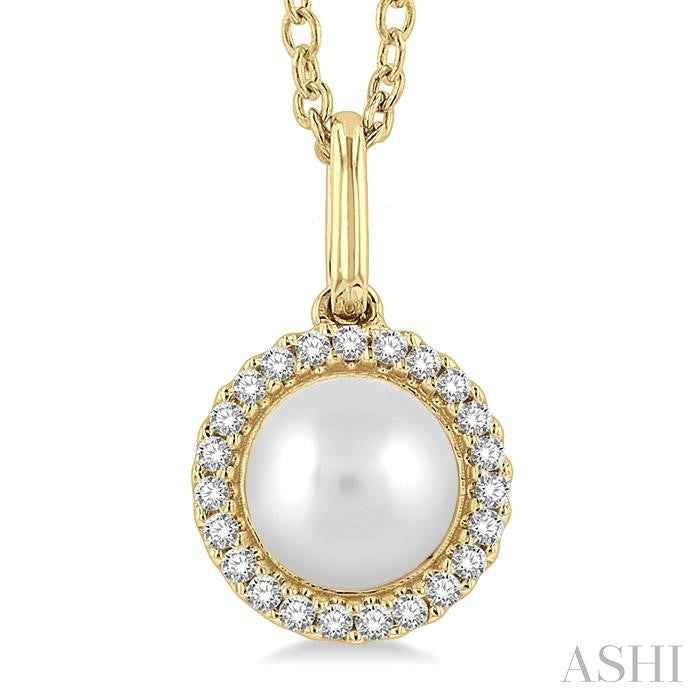 ASHI Pearl & Petite Halo Diamond Fashion Pendant 562A9PPTSPDWPYG