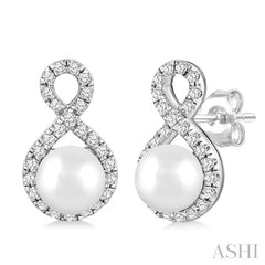 ASHI Pearl & Petite Diamond Fashion Earrings 562B7PPTSERWPWG