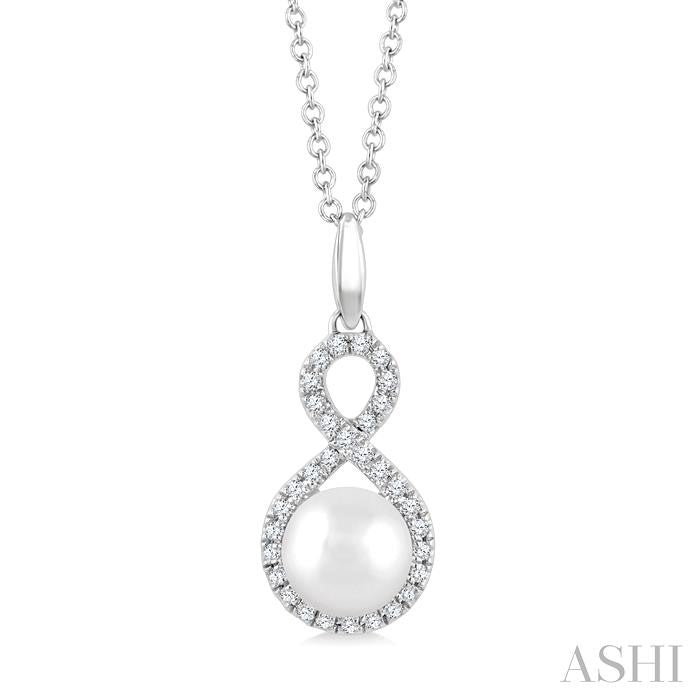 ASHI Pearl & Petite Diamond Fashion Pendant 562B8PPTSPDWPWG