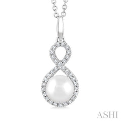 ASHI Pearl & Petite Diamond Fashion Pendant 562B8PPTSPDWPWG