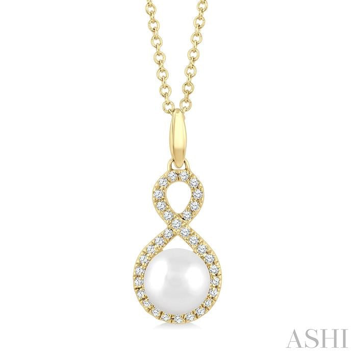ASHI Pearl & Petite Diamond Fashion Pendant 562B8PPTSPDWPYG