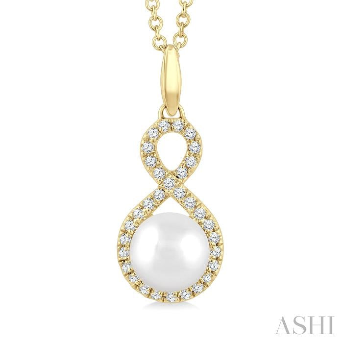 ASHI Pearl & Petite Diamond Fashion Pendant 562B8PPTSPDWPYG