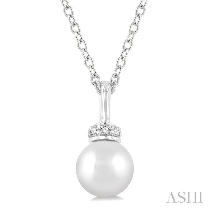 ASHI Pearl & Petite Diamond Fashion Pendant 563A9PPTSPDWPWG