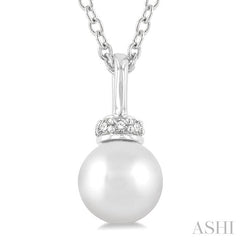 ASHI Pearl & Petite Diamond Fashion Pendant 563A9PPTSPDWPWG