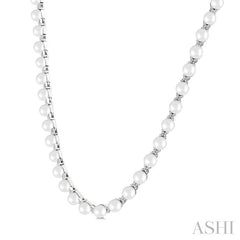 ASHI Pearl & Diamond Floral Fashion Necklace 563B1PPFGNKWPWG-1.25