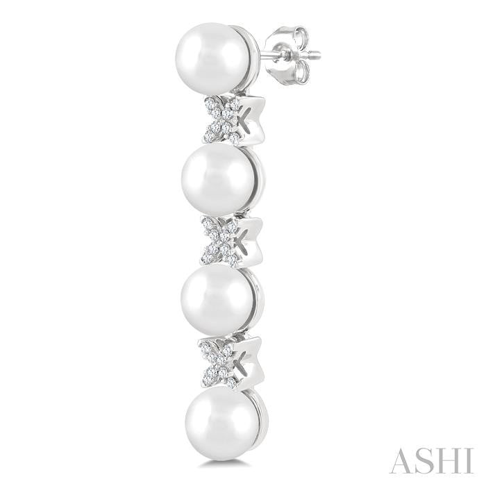 ASHI Pearl & Diamond Floral Fashion Earrings 563B8PPFGERWPWG