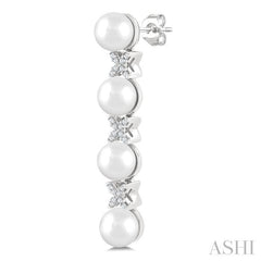 ASHI Pearl & Diamond Floral Fashion Earrings 563B8PPFGERWPWG