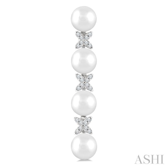 ASHI Pearl & Diamond Floral Fashion Earrings 563B8PPFGERWPWG