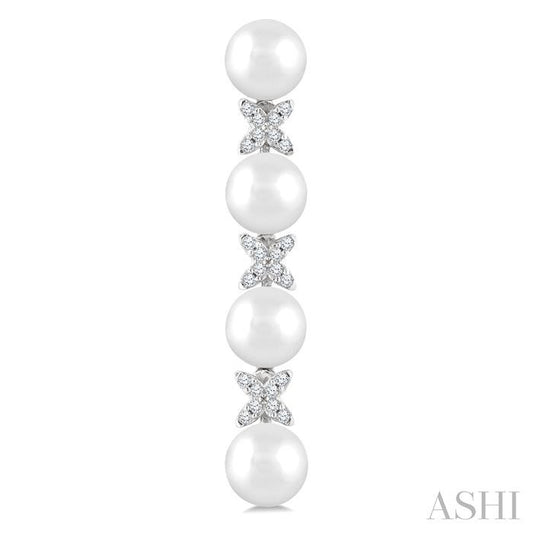 ASHI Pearl & Diamond Floral Fashion Earrings 563B8PPFGERWPWG