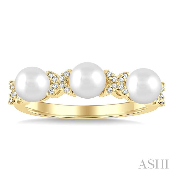 ASHI Pearl & Diamond Floral Fashion Band 563B8PPFGWPYG