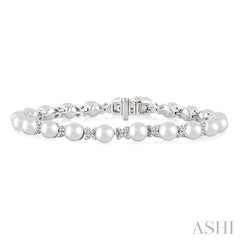 ASHI Pearl & Diamond Floral Fashion Bracelet 563BHPPFGWPWG