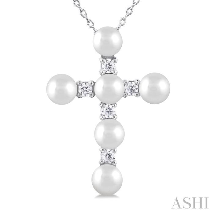 ASHI Cross Pearl & Diamond Fashion Pendant 56408PPTGPDWPWG