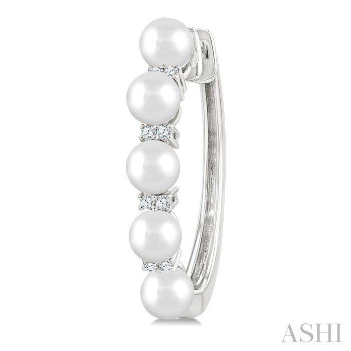 ASHI Pearl & Diamond Fashion Hoop Earrings 56428PPTGERWPWG