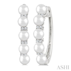 ASHI Pearl & Diamond Fashion Hoop Earrings 56428PPTGERWPWG