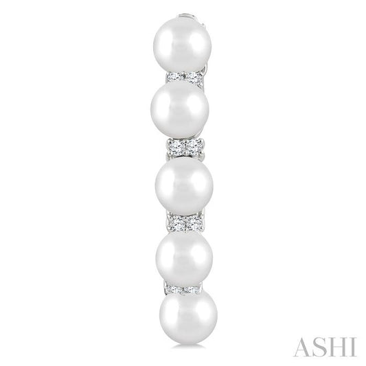 ASHI Pearl & Diamond Fashion Hoop Earrings 56428PPTGERWPWG