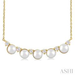 ASHI Pearl & Diamond Smile Necklace 56430PPTGNKWPYG