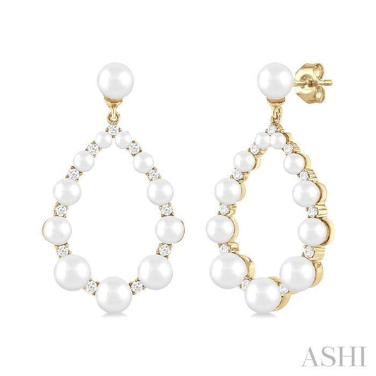 ASHI Pearl Drop Diamond Fashion Earrings 56457PPFGERWPYG
