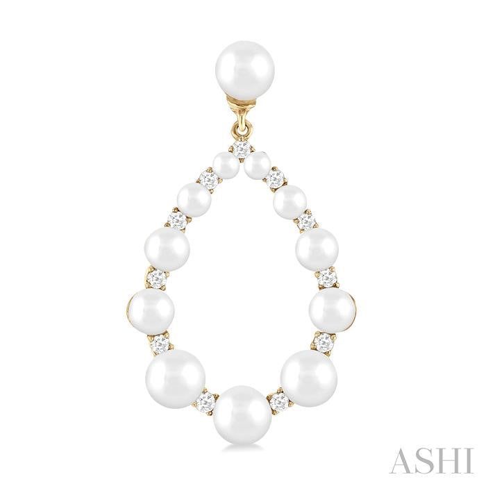 ASHI Pearl Drop Diamond Fashion Earrings 56457PPFGERWPYG