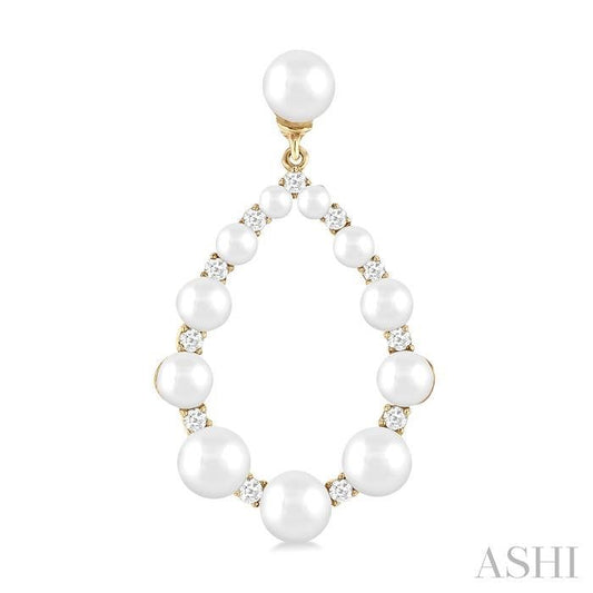 ASHI Pearl Drop Diamond Fashion Earrings 56457PPFGERWPYG