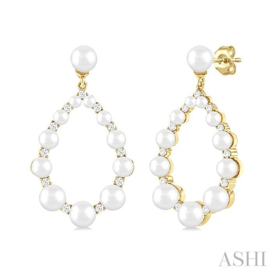 ASHI Pearl Drop Diamond Fashion Earrings 56457PPTGERWPYG