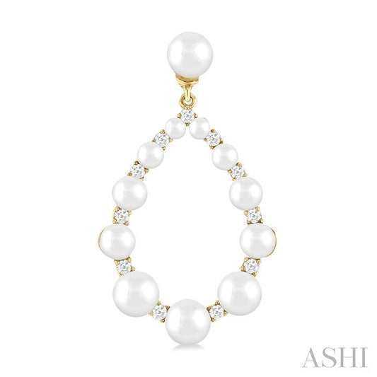 ASHI Pearl Drop Diamond Fashion Earrings 56457PPTGERWPYG